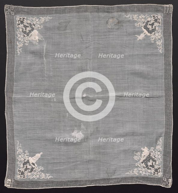 Embroidered Handkerchief, 1700s. Creator: Unknown.