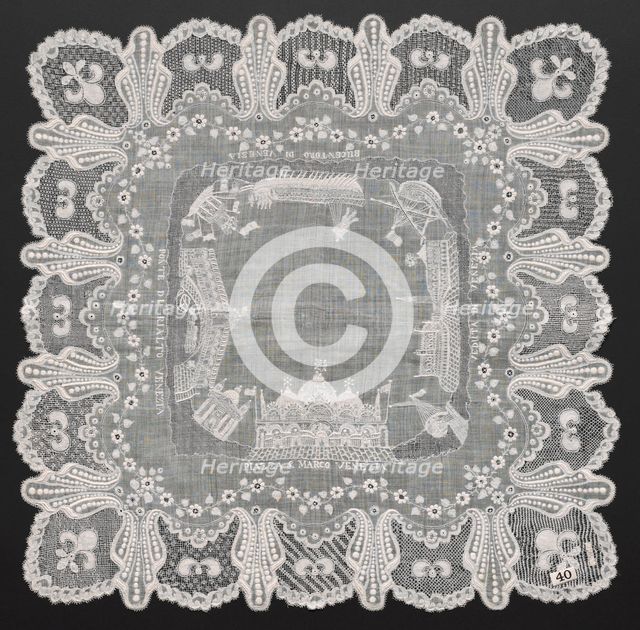 Embroidered Handkerchief, 1800s. Creator: Unknown.