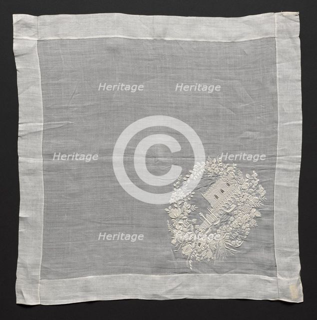 Embroidered Handkerchief, 1800s. Creator: Unknown.