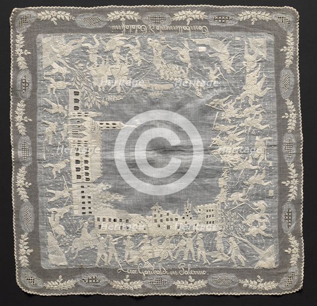 Embroidered Handkerchief, 1850-1899. Creator: Unknown.