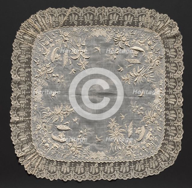 Embroidered Handkerchief, 1857. Creator: Unknown.