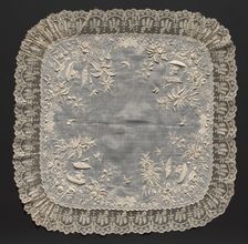 Embroidered Handkerchief, 1857. Creator: Unknown
