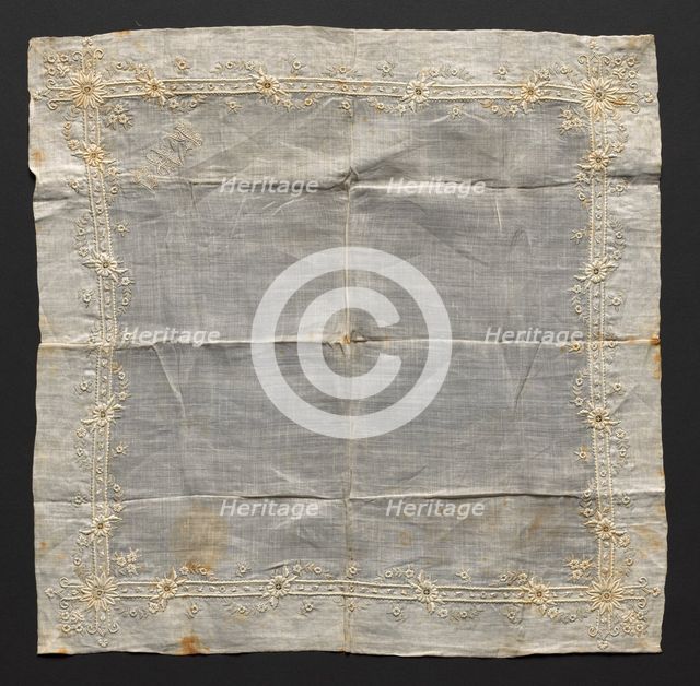 Embroidered Handkerchief, 1876. Creator: Unknown.