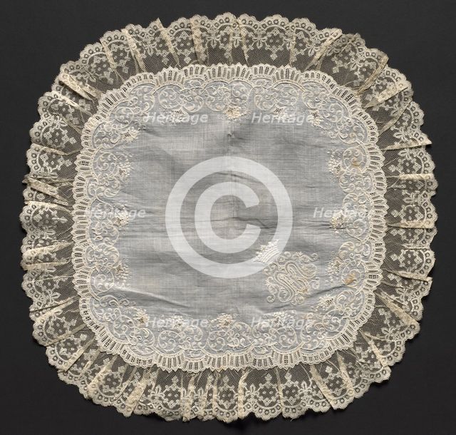 Embroidered Handkerchief, 18th century. Creator: Unknown.