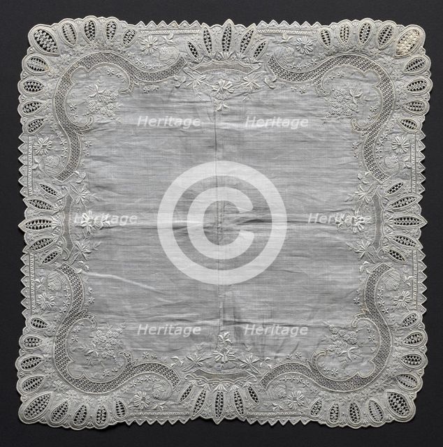 Embroidered Handkerchief, 19th century. Creator: Unknown.