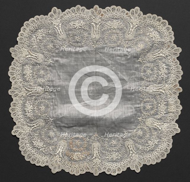 Embroidered Handkerchief, 19th century. Creator: Unknown.