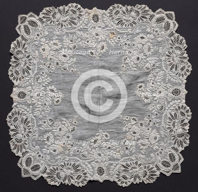 Embroidered Handkerchief, 19th century. Creator: Unknown.