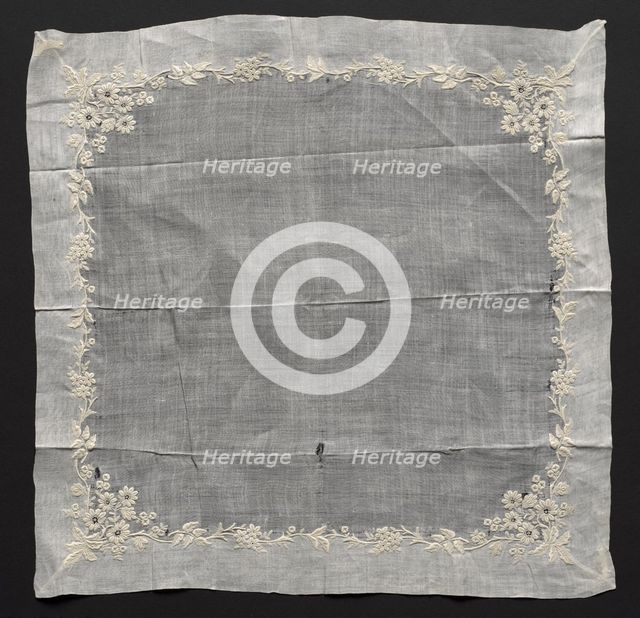 Embroidered Handkerchief, late 19th century. Creator: Unknown.
