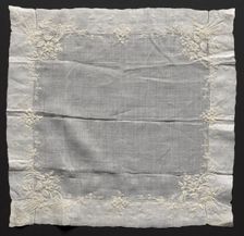 Embroidered Handkerchief, late 19th century. Creator: Unknown
