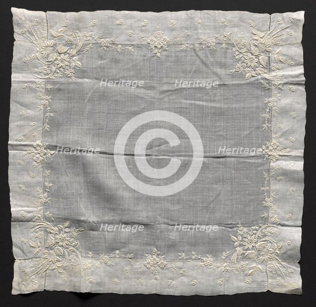 Embroidered Handkerchief, late 19th century. Creator: Unknown.