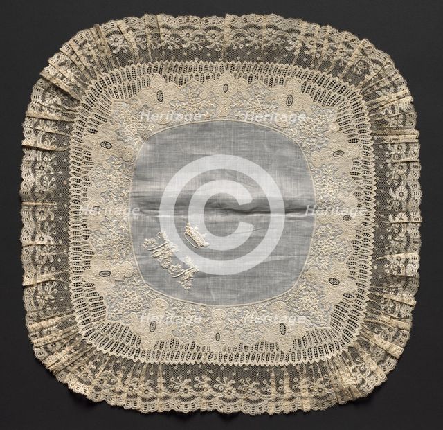 Embroidered Handkerchief, second half of 19th century. Creator: Unknown.