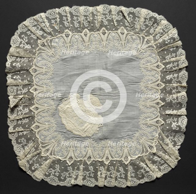 Embroidered Handkerchief, second half of 19th century. Creator: Unknown.