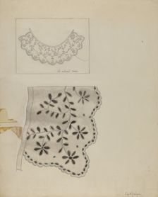 Embroidered Linen Collar, 1935/1942. Creator: Grace Halpin