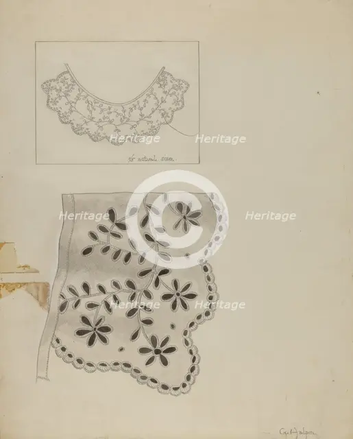 Embroidered Linen Collar, 1935/1942. Creator: Grace Halpin.