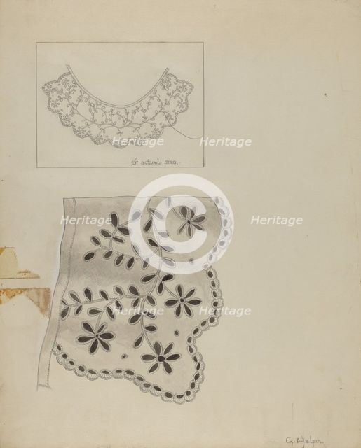 Embroidered Linen Collar, 1935/1942. Creator: Grace Halpin.