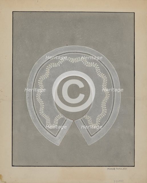 Embroidered Linen Collar, c. 1936. Creator: Marie Famularo.