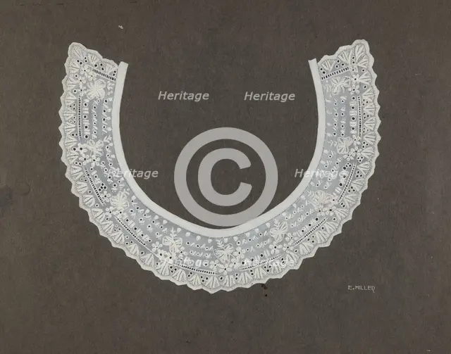 Embroidered Linen Collar, c. 1937. Creator: Edith Miller.