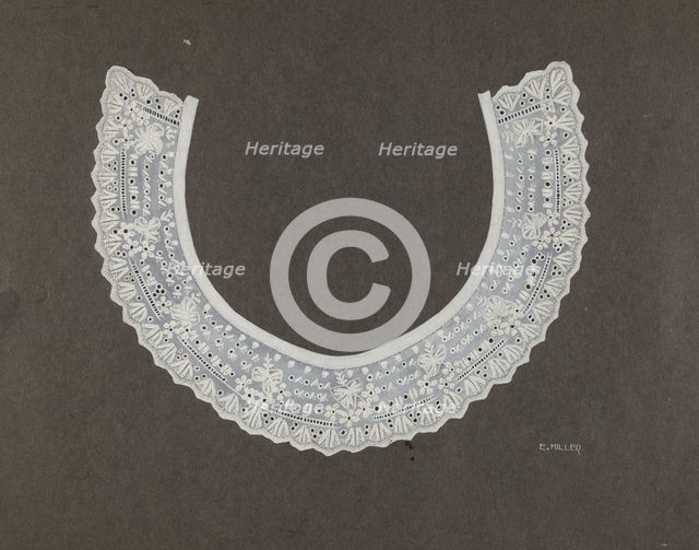 Embroidered Linen Collar, c. 1937. Creator: Edith Miller.