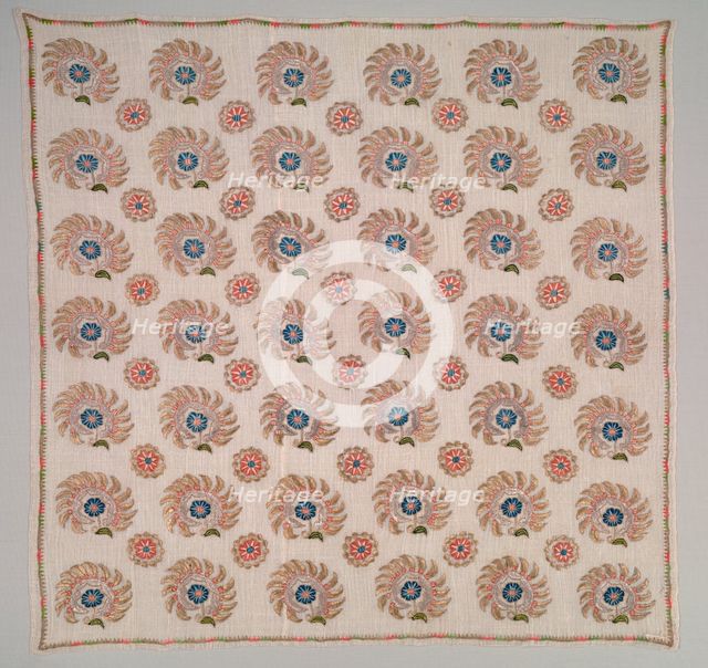 Embroidered Square, 19th century. Creator: Unknown.