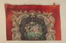 Embroidered Stool Cover, c. 1939. Creator: Carmel Wilson