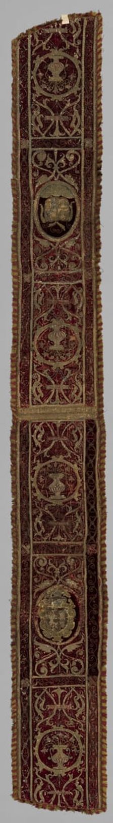 Embroidered Strip of Velvet, 16th century. Creator: Unknown
