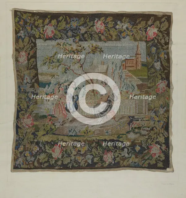 Embroidered Picture, 1935/1942. Creator: Frank J Mace.