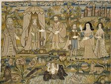 Embroidered picture: The Proclamation of Solomon, mid-17th century