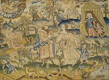 Embroidered picture: Abraham's dismissal of Hagar, mid-17th century
