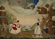 Embroidered picture-allegorical scene with the personification of Poland, after 1831. Creator: Unknown