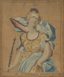 Embroidered picture-Blessed Isabelle of France, 1814. Creator: A.Risakoska