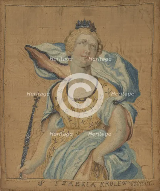 Embroidered picture-Blessed Isabelle of France, 1814. Creator: A.Risakoska.