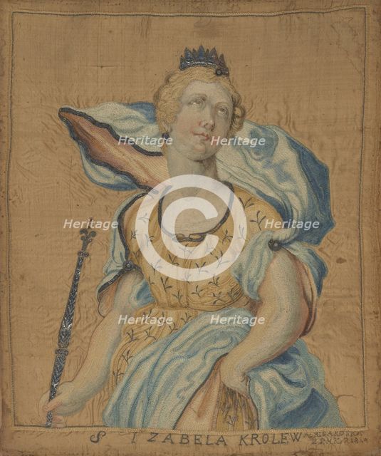 Embroidered picture-Blessed Isabelle of France, 1814. Creator: A.Risakoska.
