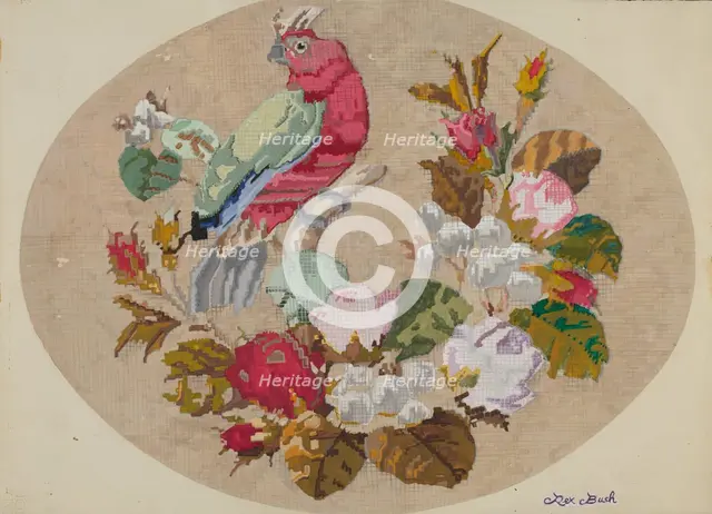 Embroidered Picture, c. 1936. Creator: Rex F Bush.