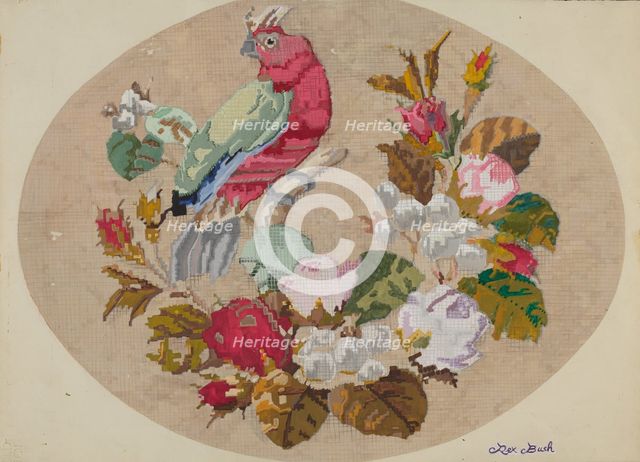 Embroidered Picture, c. 1936. Creator: Rex F Bush.