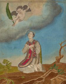 Embroidered picture of an unknown martyr, 1st half of 19th century. Creator: Unknown