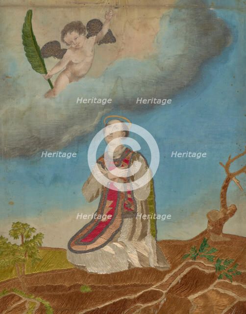 Embroidered picture of an unknown martyr, 1st half of 19th century. Creator: Unknown.