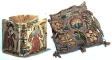 Embroidered prayer book and bag, 1633. Creator: Unknown