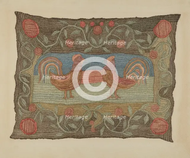 Embroidered Rug, c. 1937. Creator: Dorothy Lacey.