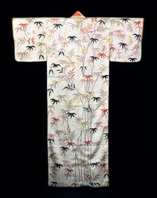 Embroidered white satin ladies kimono, Japanese, Edo period, 1600-1867