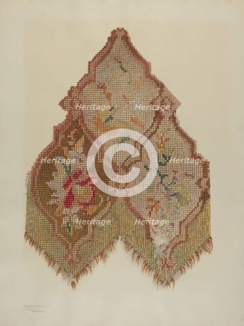 Embroidered Table Scarf, c. 1941. Creator: Mabel S. Kelton.