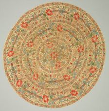 Embroidered tray cover, 1800s. Creator: Unknown