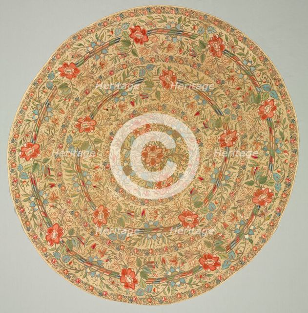 Embroidered tray cover, 1800s. Creator: Unknown.