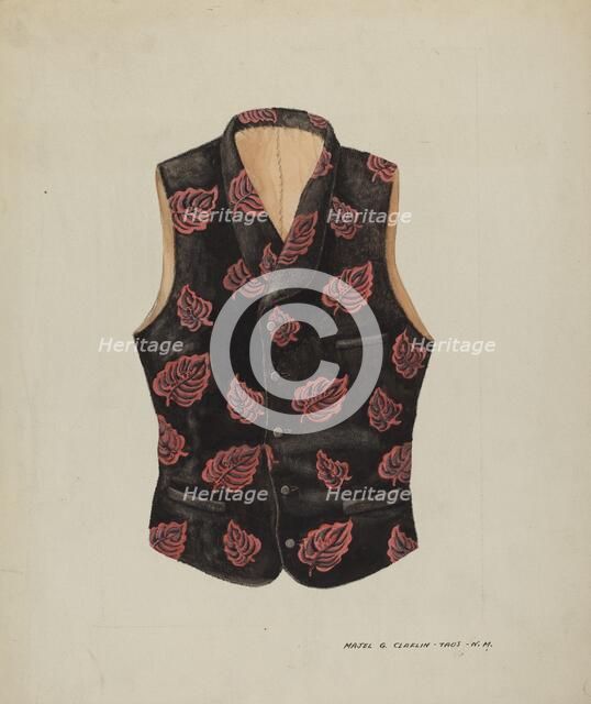 Embroidered Velvet Vest, c. 1937. Creator: Majel G. Claflin.