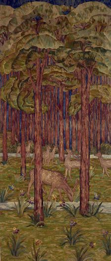 Embroidery, The Deer Forest 1905. Creator: Jane Cory