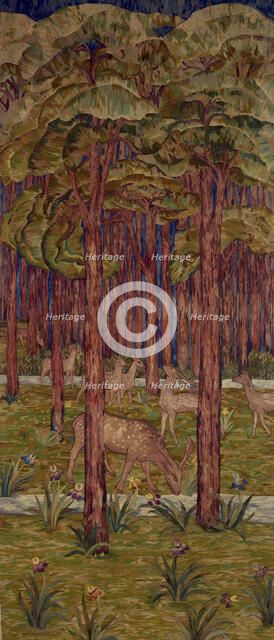 Embroidery, 'The Deer Forest', 1905. Creator: Jane Cory.