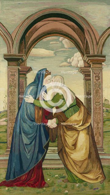 Embroidery, 'The Salutation', 1910. Creators: Jane Cory, Mariotto Albertinelli.