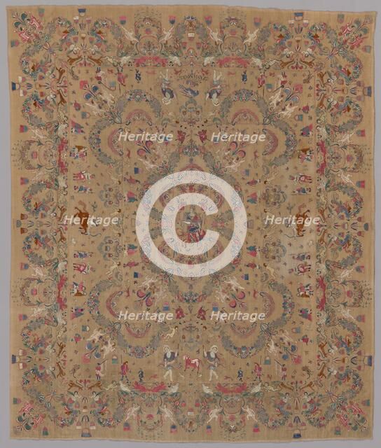 Embroidery with Allegorical and Mythological Motifs, South America, 1660s. Creator: Unknown.