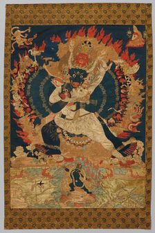 Embroidery: Yama and Consort, 18th-19th century. Creator: Unknown
