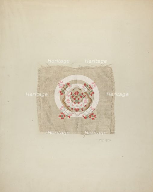 Embroidery Detail, c. 1940. Creator: Emily Gierman.