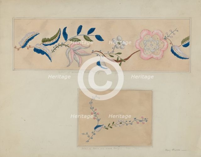 Embroidery - Detail of Child's Dress, 1935/1942. Creator: Mary E Humes.